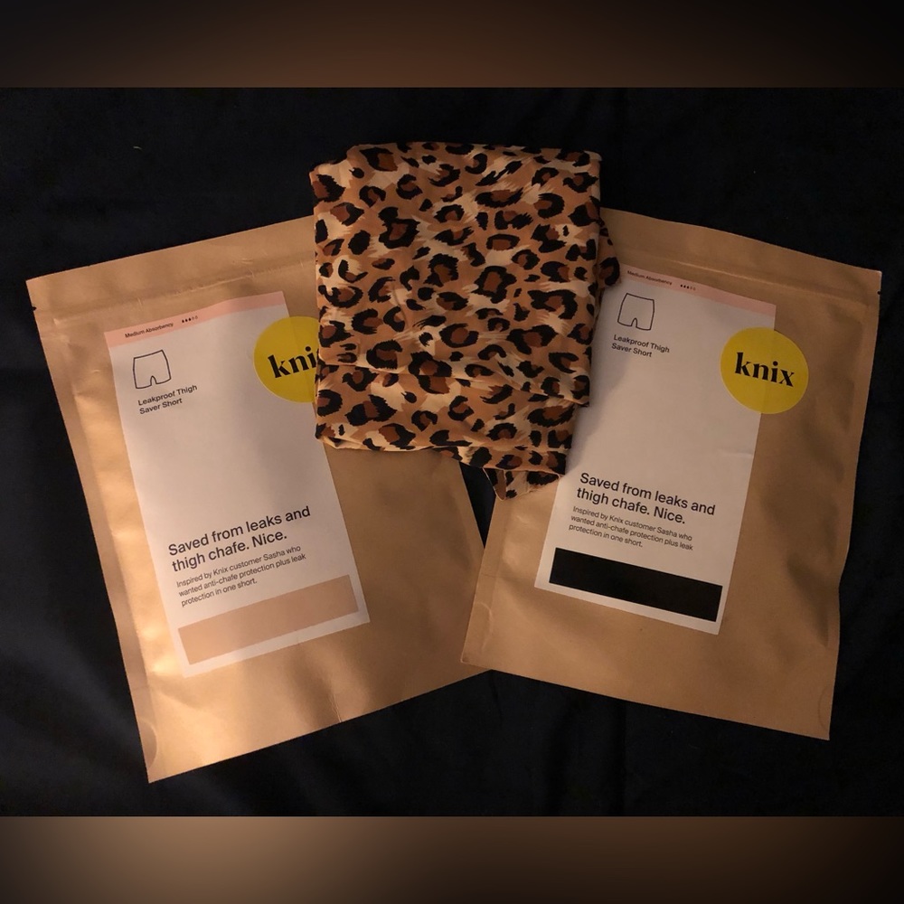 3 pairs of Knix leakproof thigh saver shorts.
